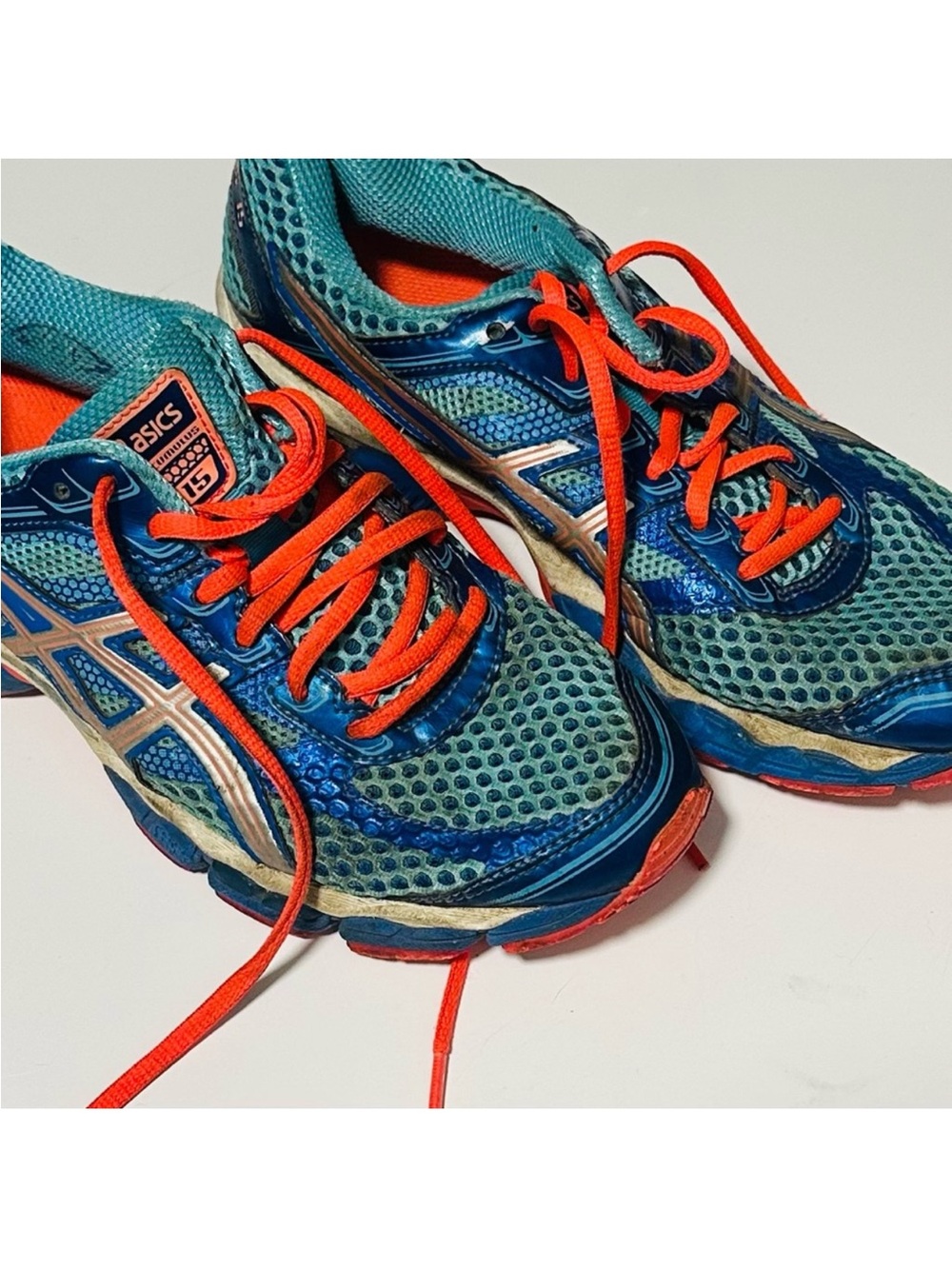 ASICS Women's Teal and Orange Athletic Sneakers